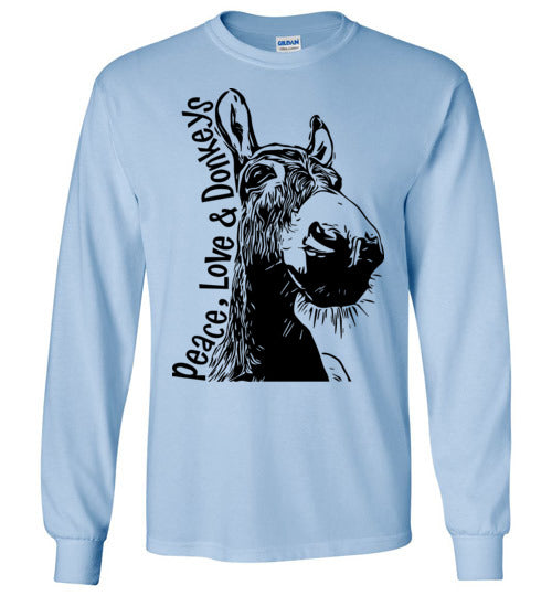 Peace Love and Donkeys Gildan Long Sleeve Tshirt