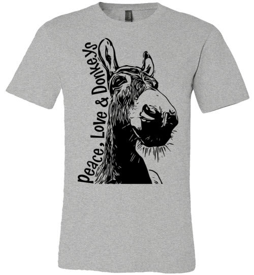 Peace, Love and Donkeys - Becky's Hope Horse Rescue Fitted Tshirt