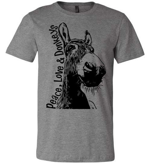 Peace, Love and Donkeys - Becky's Hope Horse Rescue Fitted Tshirt