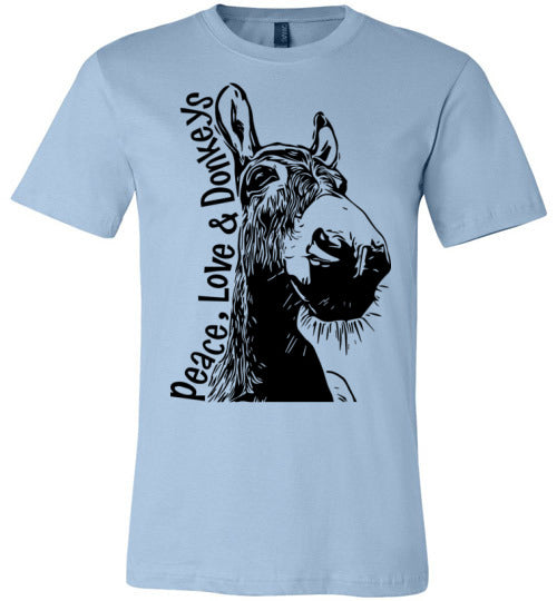 Peace, Love and Donkeys - Becky's Hope Horse Rescue Fitted Tshirt