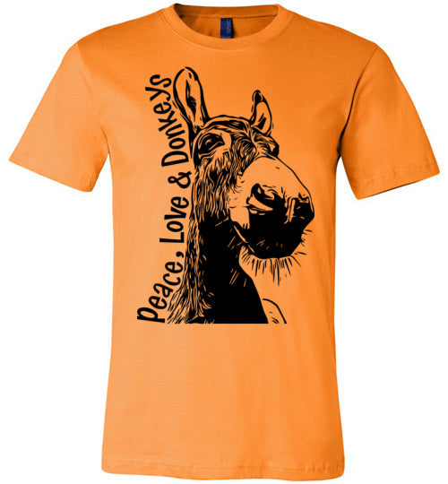 Peace, Love and Donkeys - Becky's Hope Horse Rescue Fitted Tshirt