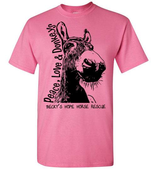 Peace, Love and Donkey's T-shirt benefiting Becky's Hope Horse Rescue