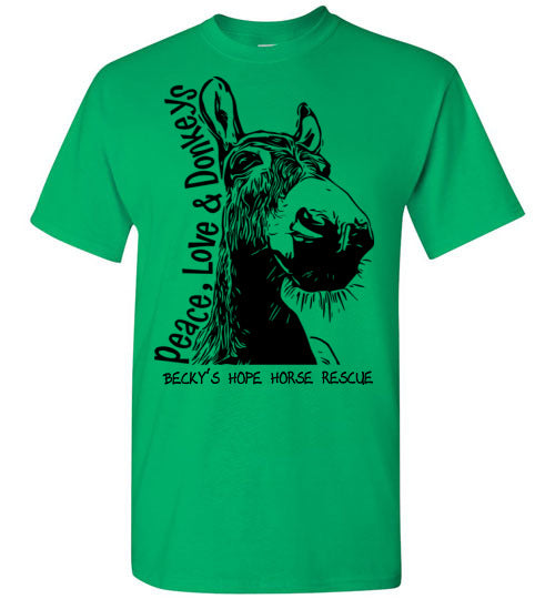 Peace, Love and Donkey's T-shirt benefiting Becky's Hope Horse Rescue