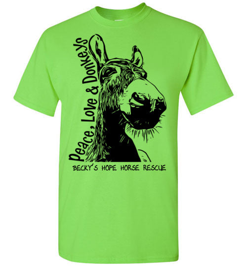 Peace, Love and Donkey's T-shirt benefiting Becky's Hope Horse Rescue