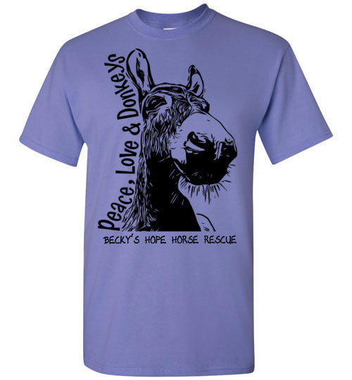 Peace, Love and Donkey's T-shirt benefiting Becky's Hope Horse Rescue