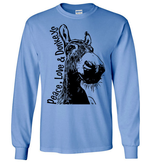 Peace Love and Donkeys Gildan Long Sleeve Tshirt