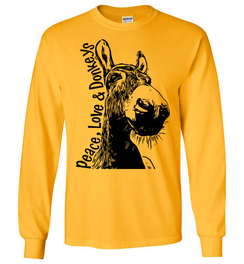 Peace Love and Donkeys Gildan Long Sleeve Tshirt