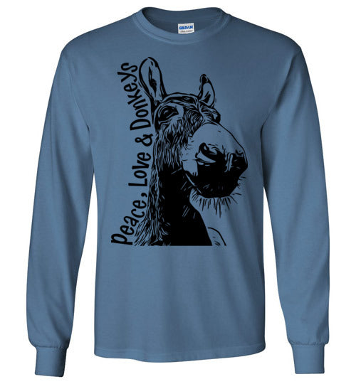 Peace Love and Donkeys Gildan Long Sleeve Tshirt
