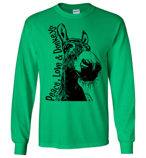 Peace Love and Donkeys Gildan Long Sleeve Tshirt