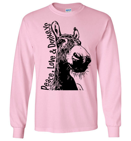 Peace Love and Donkeys Gildan Long Sleeve Tshirt