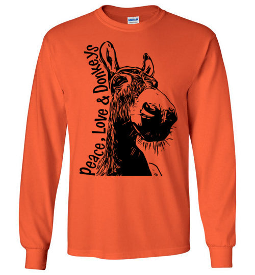 Peace Love and Donkeys Gildan Long Sleeve Tshirt