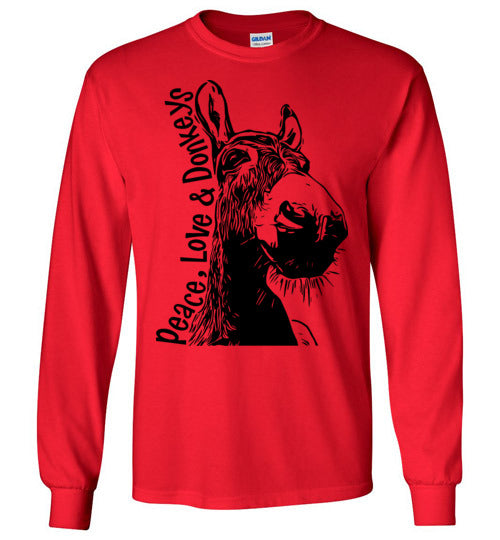 Peace Love and Donkeys Gildan Long Sleeve Tshirt
