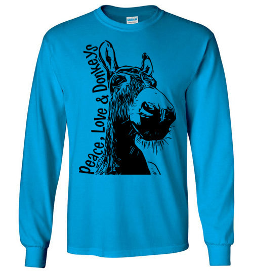 Peace Love and Donkeys Gildan Long Sleeve Tshirt