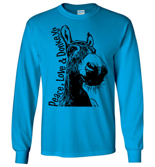 Peace Love and Donkeys - Becky's Hope Horse Rescue Gildan Long Sleeve T-shirt