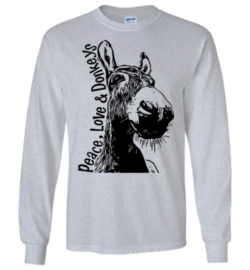 Peace Love and Donkeys Gildan Long Sleeve Tshirt