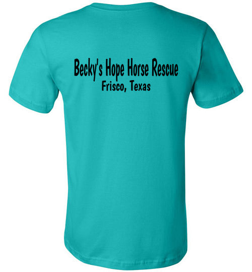 Peace, Love and Donkeys - Becky's Hope Horse Rescue Fitted Tshirt