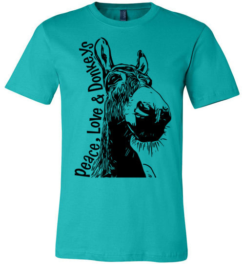 Peace, Love and Donkeys - Becky's Hope Horse Rescue Fitted Tshirt