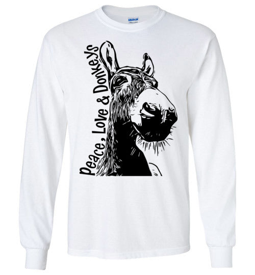 Peace Love and Donkeys Gildan Long Sleeve Tshirt