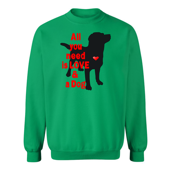 All You Need is Love and a Dog Adult Crew Sweatshirt - Furbabies.love - 3