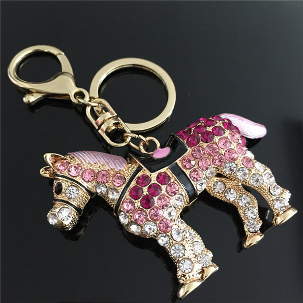 Crystal Pink Horse Key Chain - Furbabies.love
